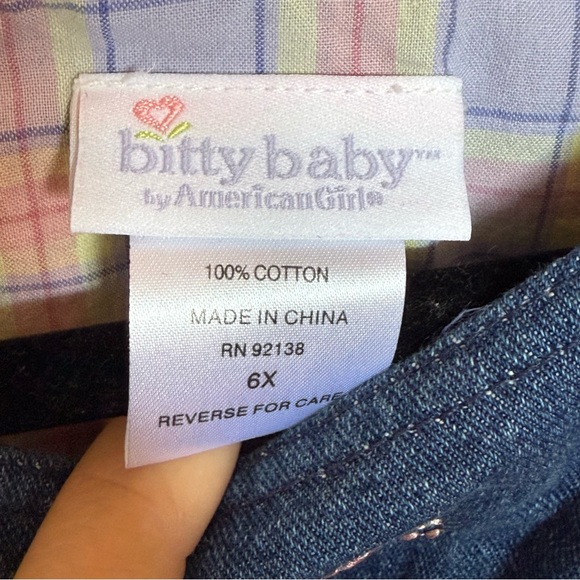 Retired American girl bitty baby travel denim dress embroidered size 6x - Picture 2 of 5